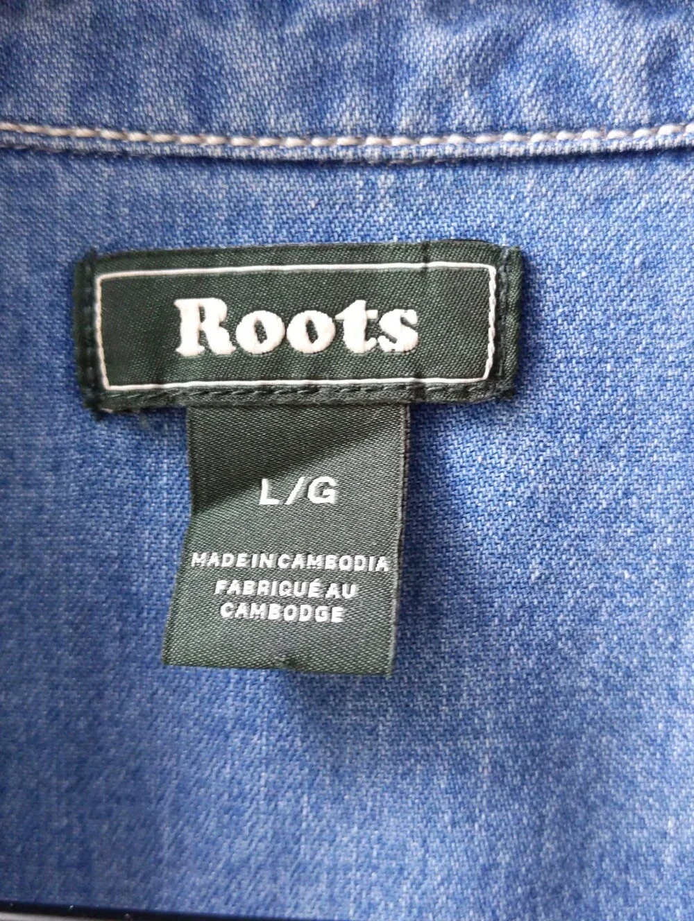 Roots Short Sleeve Chambray Popover Dress Women's Large